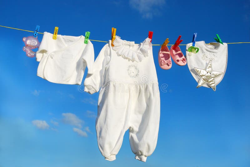 624 Clean Baby Girl Clothes Outdoor Clothesline Stock Photos