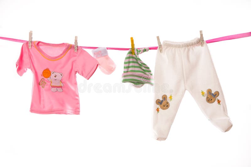 Baby Clothes on a Clothesline Stock Image Image of bright, pink 28627563