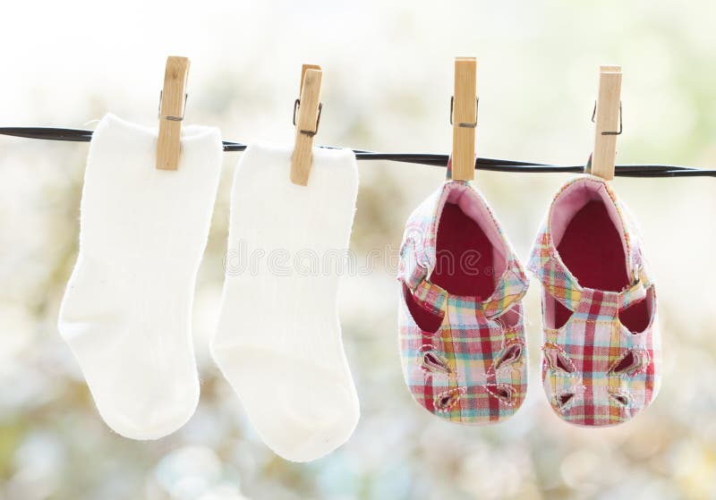 Baby Clothes, Boots and Teddy Hanging on the Clothesline Stock Image Image of home, fresh
