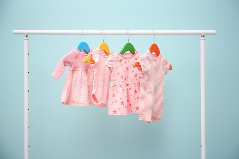 Hangers with Baby Clothes in Wardrobe Stock Image - Image of keeping,  hangers: 132765883