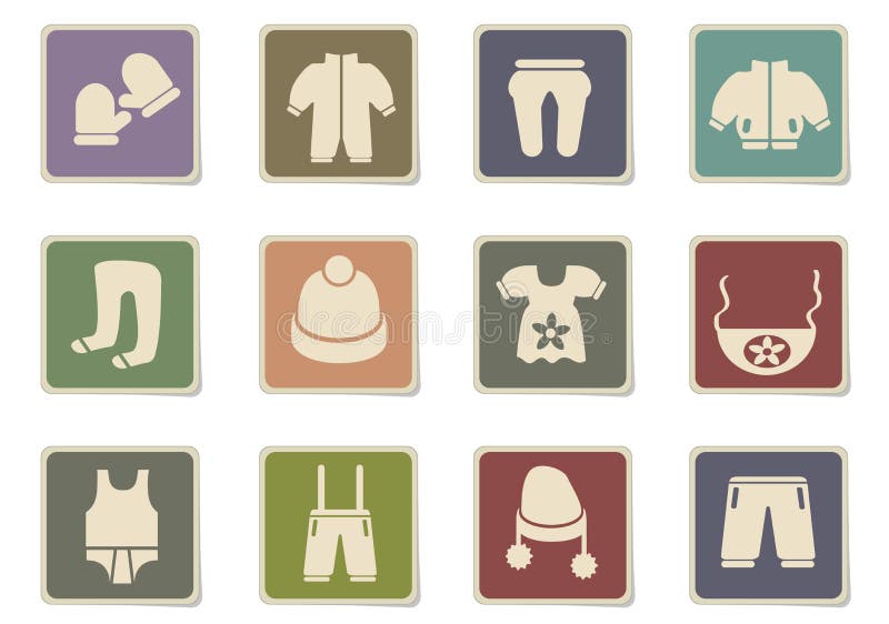 Baby clothes simply icons stock vector. Illustration of overalls - 66070358