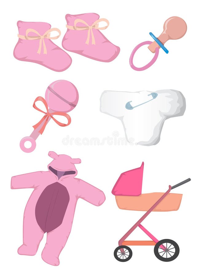 Baby clothes and toys stock vector. Illustration of pram 29219896