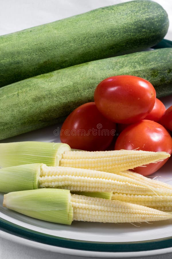 The Baby Corn with Cucumber and Tomato