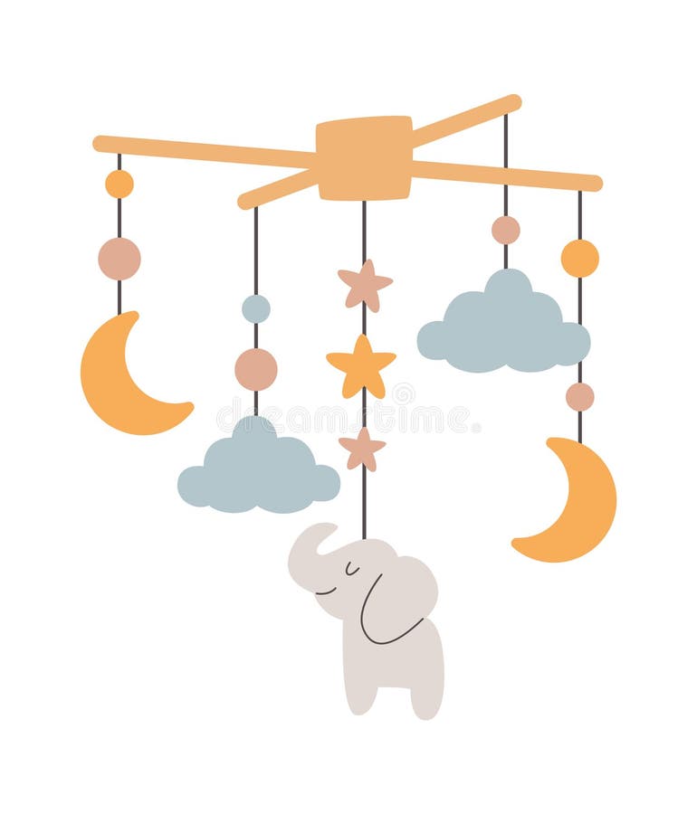 Baby Crib Mobile with Elephant Stock Vector Illustration of cute