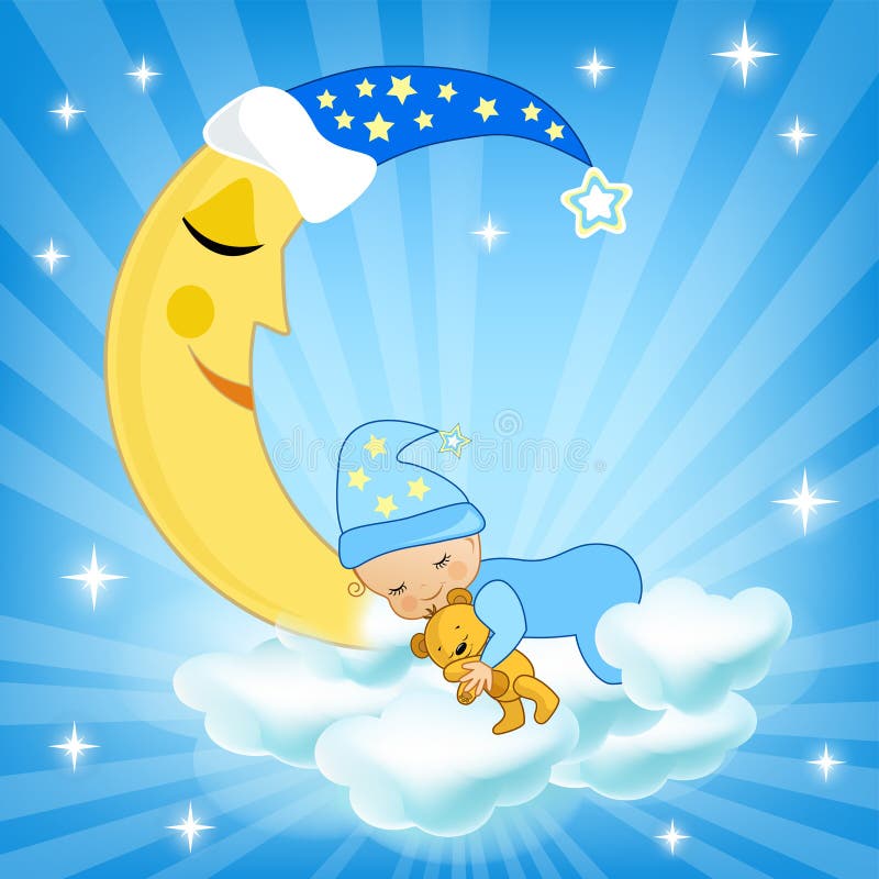 Baby, das auf der Wolke schläft lizenzfreie abbildung Baby, das auf der Wolke schläft lizenzfreie abbildung