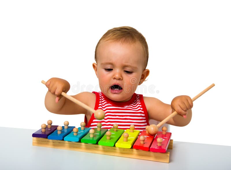 Baby, das Xylophon spielt stockfoto Baby, das Xylophon spielt stockfoto