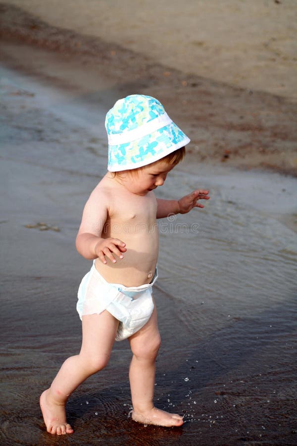 Baby in diaper stock image. Image of summer, child, footed 4719339