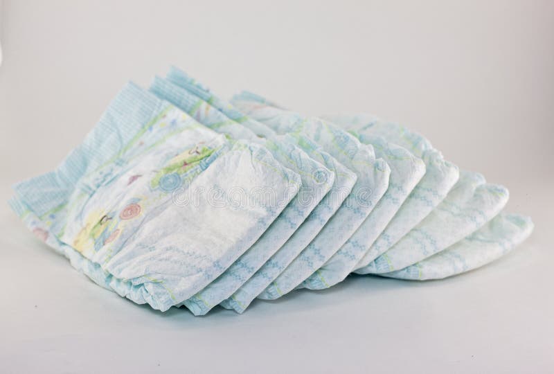 Baby Diapers on a White Background, Diaper Stock Image Image of