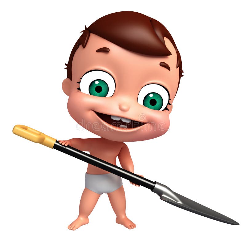 Baby with Digging shovel stock illustration. Illustration of activity