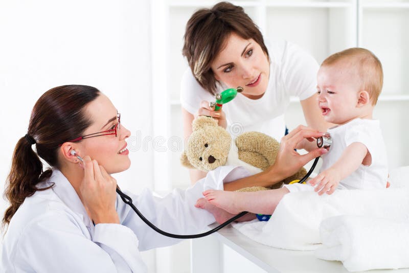 Baby doctor and mother stock photo. Image of cute, check 15968346
