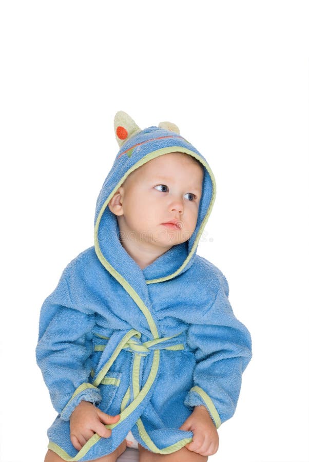 Baby Dressing Blue Bathrobe Stock Photo Image of boys, comfortable