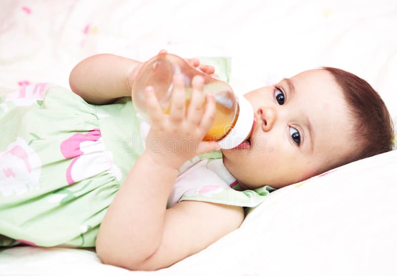 Baby drinking water stock photo. Image of young, watch 9803406