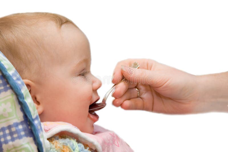 Baby eat on isolated background