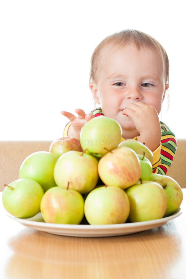 Baby eating apple stock image. Image of adorable, human 28595743