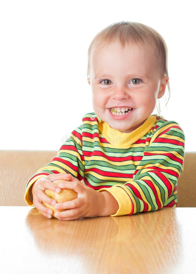 Baby eating apple stock image. Image of adorable, human 28595743