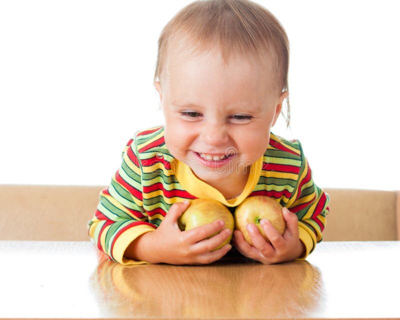 Baby eating apple stock photo. Image of healthy, happiness 28595784