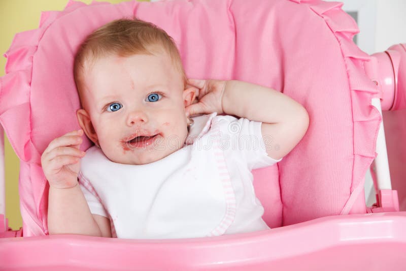 Baby after eating stock image. Image of cute, expression 49240701