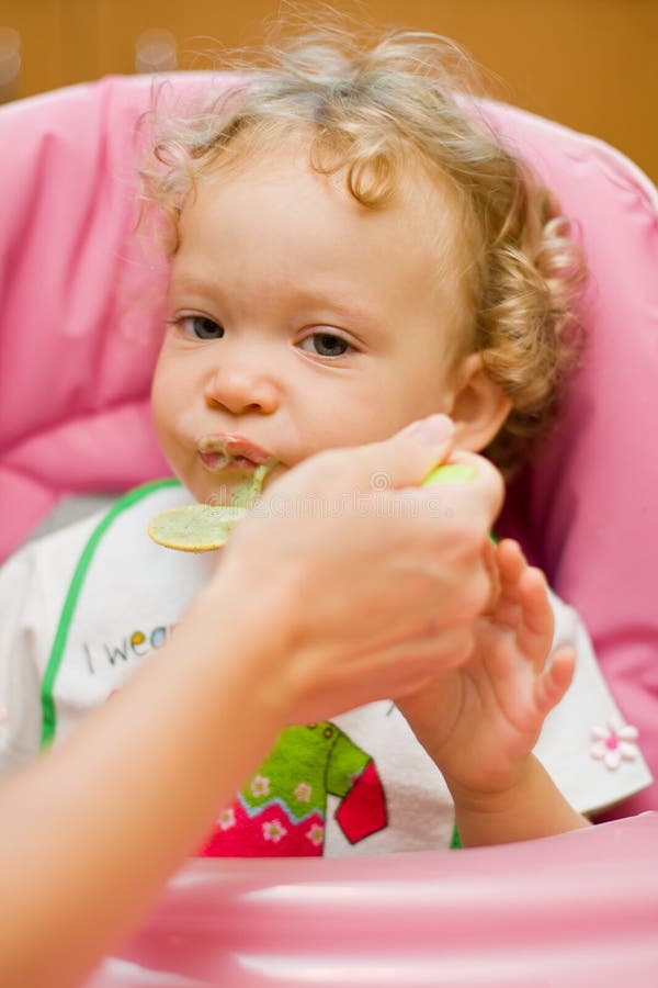 The Baby Had Enough of Eating Spinach Stock Image Image of hunger