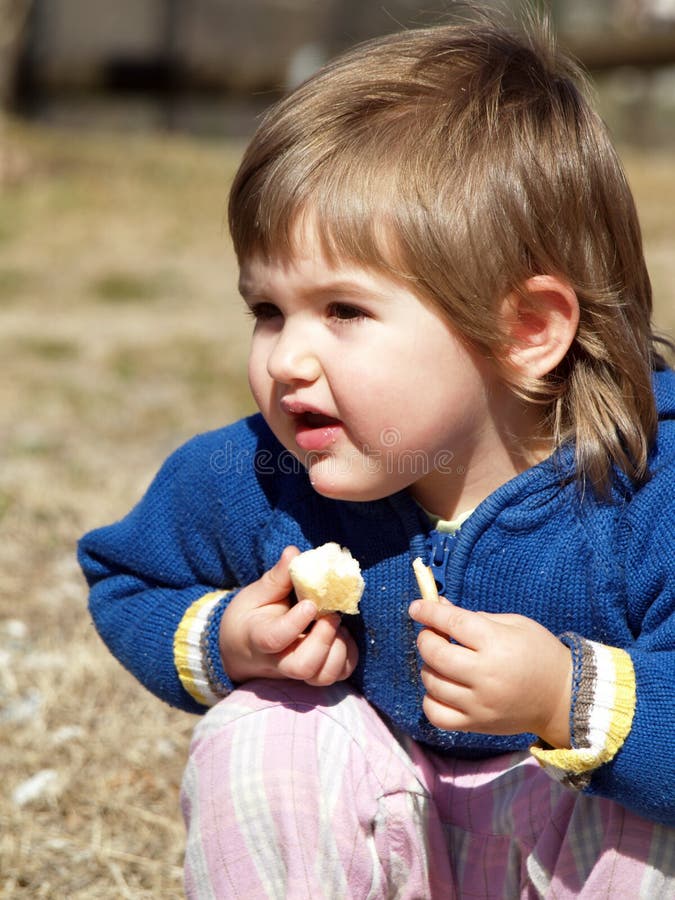 Baby eats bread stock photo. Image of bread, dummy, breakfast 4550150