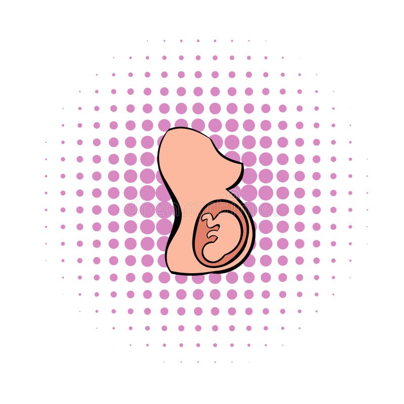 Baby in een uteruspictogram, strippaginastijl stock illustratie Baby in een uteruspictogram, strippaginastijl stock illustratie