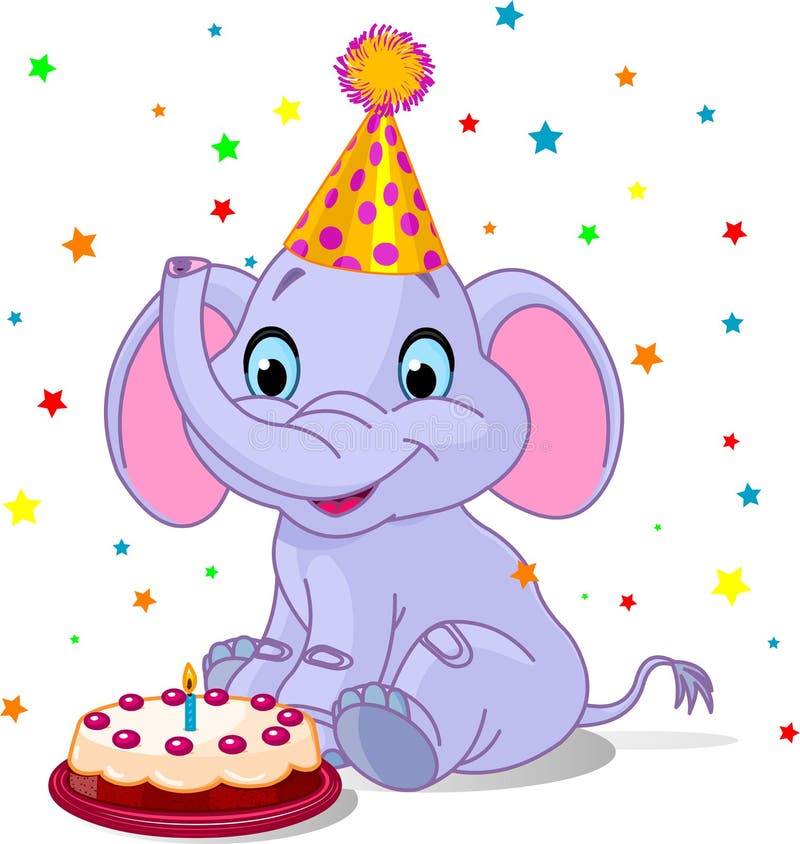 Baby elephant Birthday vector illustration Baby elephant Birthday vector illustration