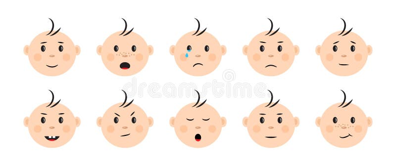 Baby Emoticon, Kids Emoji. Cartoon Characters. Faces Childen with Different  Emotions Stock Illustration - Illustration of emotion, face: 191941584