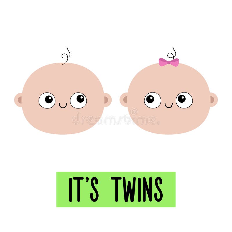 Its twins Two cute twin cats. Cat head couple family icon. Cute