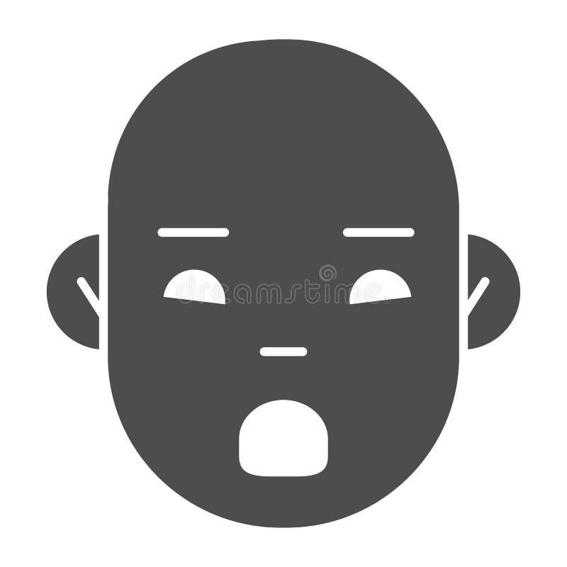 Baby face solid icon. Cute children boy head glyph style pictogram on white background. Newborn face with open mouth for