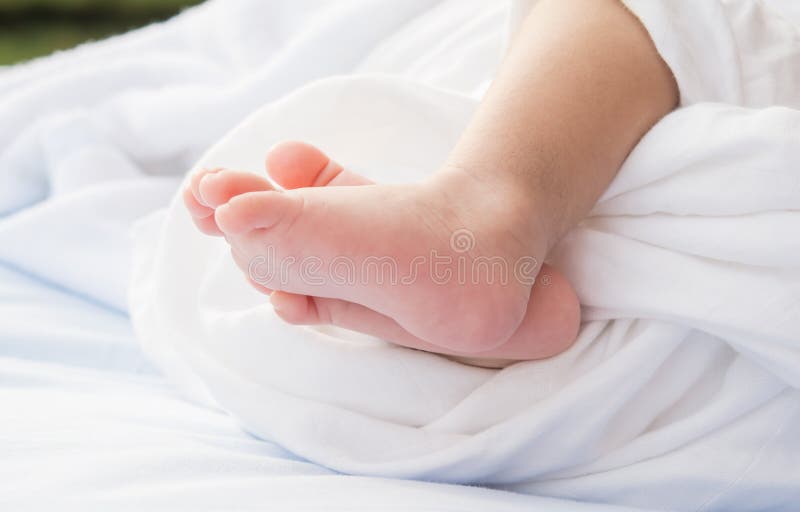 Baby Feet On Bed And Morning Stock Photo Image of human, healthy