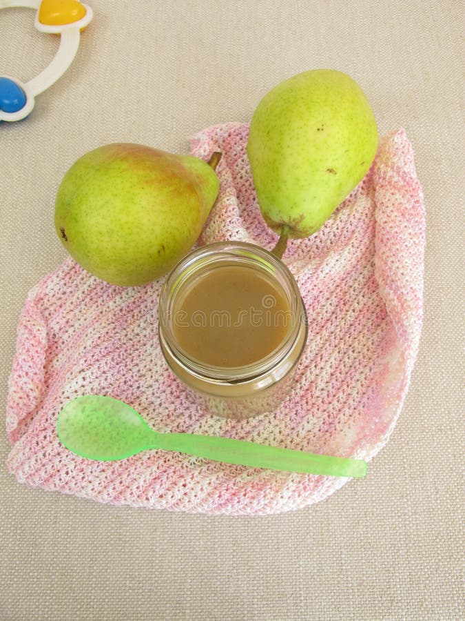 Baby food from pears stock photo. Image of pear, food 64857656