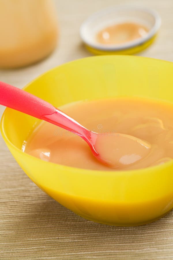 Baby food in plastic bowl stock image. Image of food 17808033