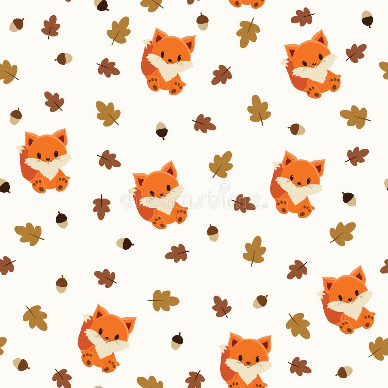 Baby Fox Seamless Wallpaper Stock Vector Illustration of smiling