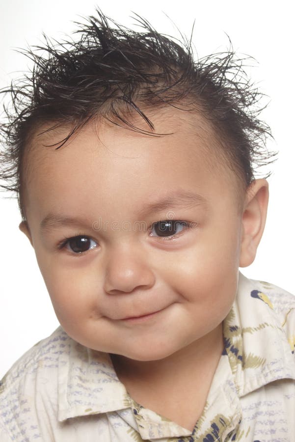 Baby with Funny Hair 15 Months Stock Image - Image of isolated, white:  1671427