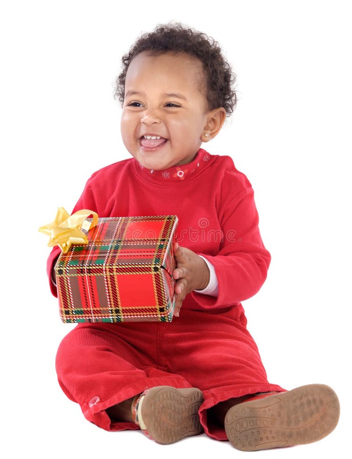 Baby with a gift box