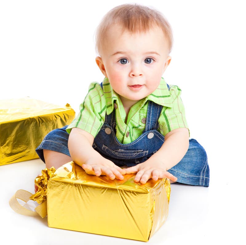 Baby with gifts