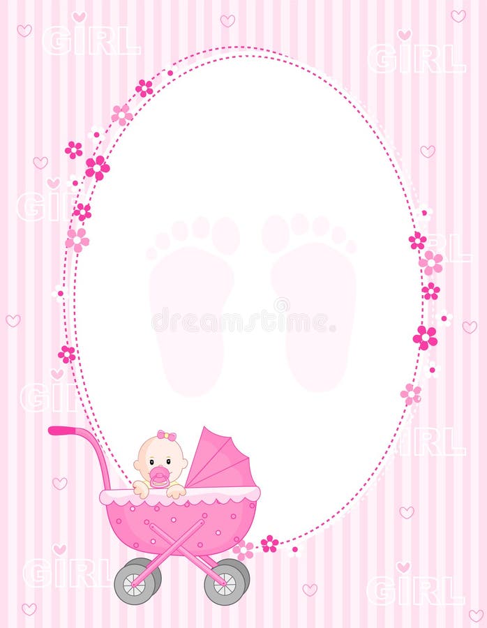 Baby girl arrival card vector illustration