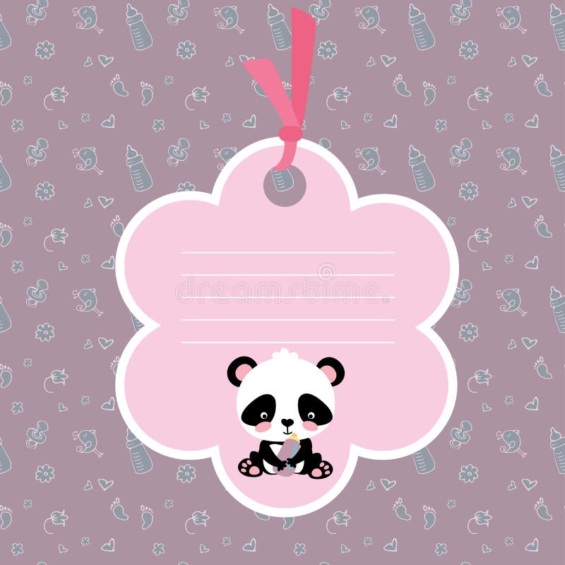 Baby girl arrival card or shower card with cute little panda royalty free illustration Baby girl arrival card or shower card with cute little panda royalty free illustration