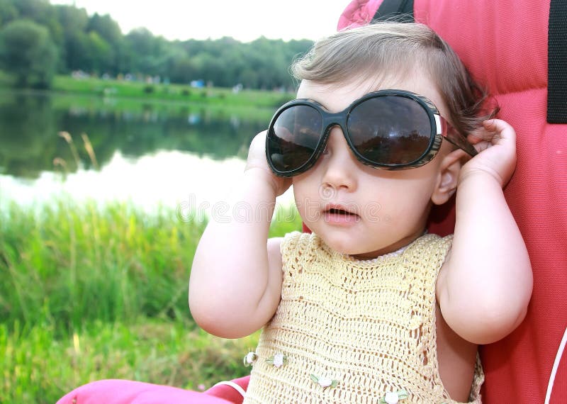Baby Girl In Big Sunglasses Stock Image Image 26064769