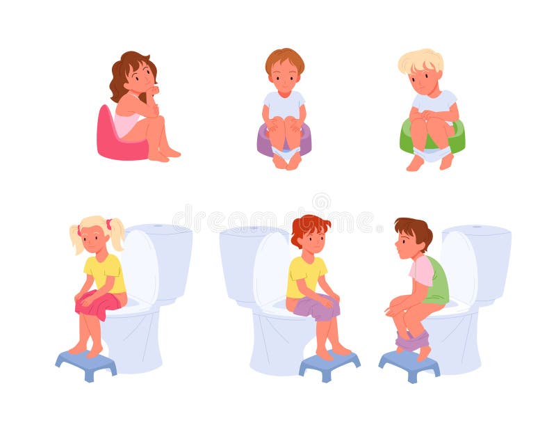 Cartoon girl sitting on the potty Royalty Free Vector Image
