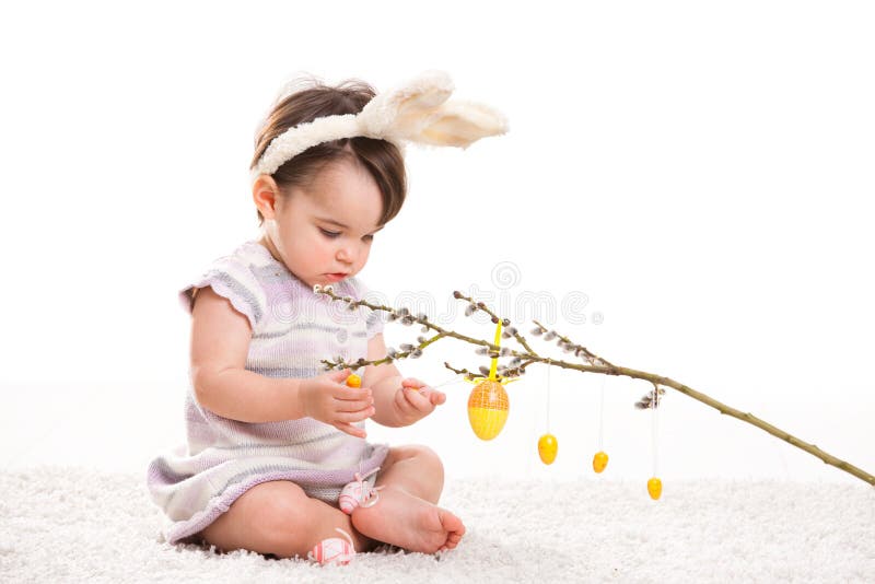 Baby girl with bunny ears