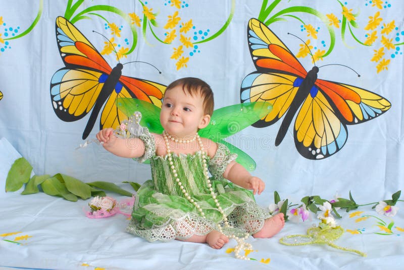 Baby girl with butterfly wings