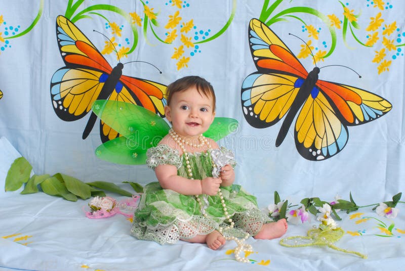 Baby girl with butterfly wings