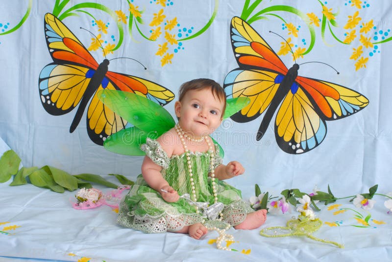 Baby girl with butterfly wings