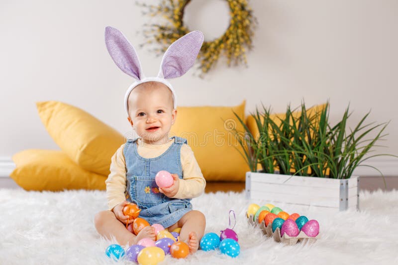 Baby Girl Celebrating Easter Holiday Stock Image - Image of christian ...