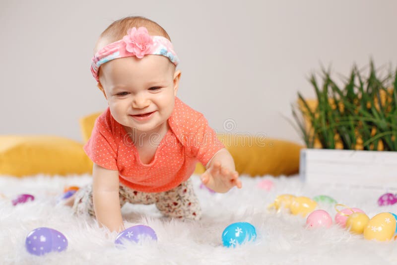 Baby Girl Celebrating Easter Holiday Stock Photo - Image of christian ...