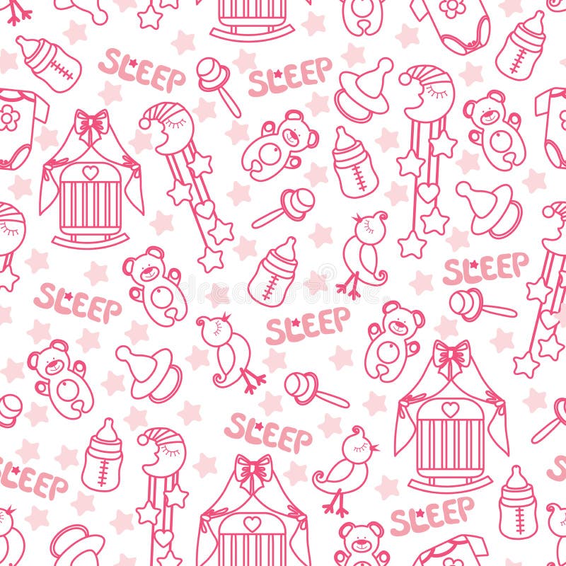 Vetor de Baby girls seamless pattern background. baby background