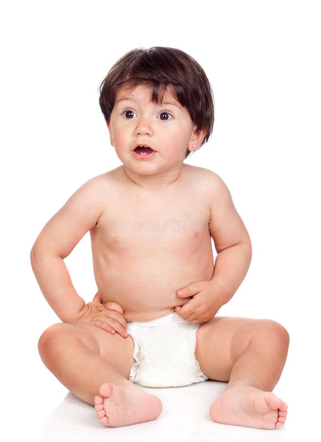 Baby Girl With Diaper Sitting Stock Image Image 19793111