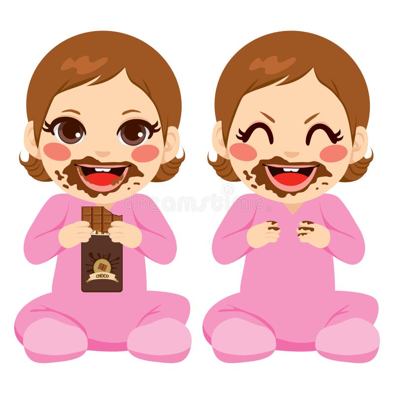 Baby Girl Eating Chocolate stock illustration Baby Girl Eating Chocolate stock illustration
