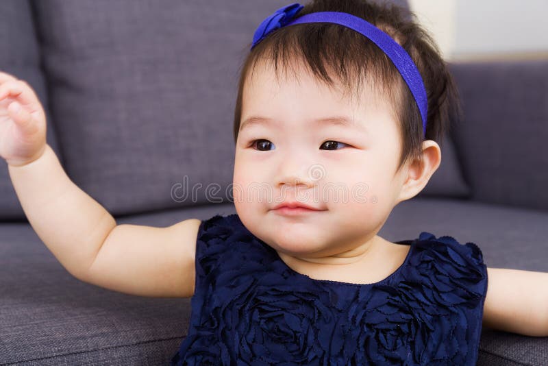 Baby girl hand up stock photo. Image of babe, asian, hair 36845506