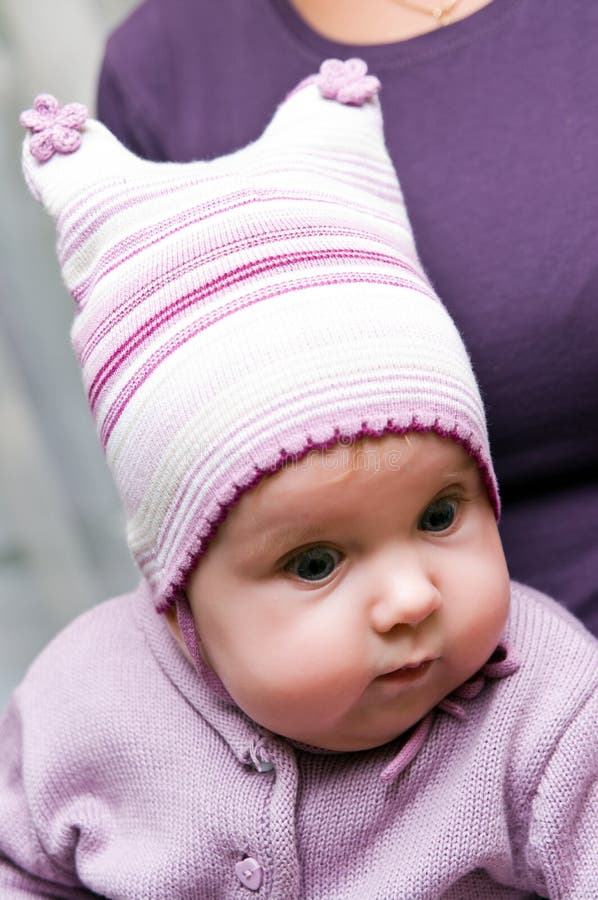 Baby girl with knit hat stock photo. Image of tyke, sweater 15929030